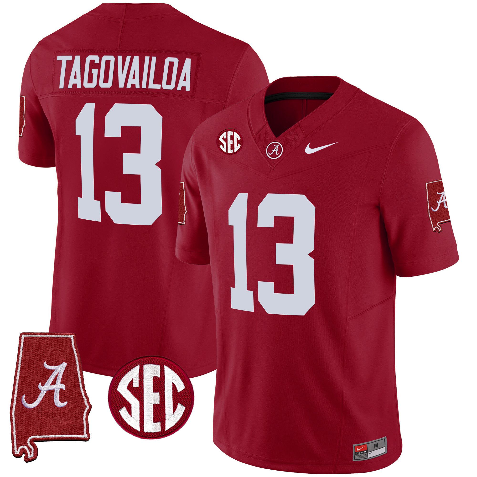 Men Alabama Crimson Tide #13 Tagovailoa Red 2024 Nike Vapor Limited NCAA Jersey style 1